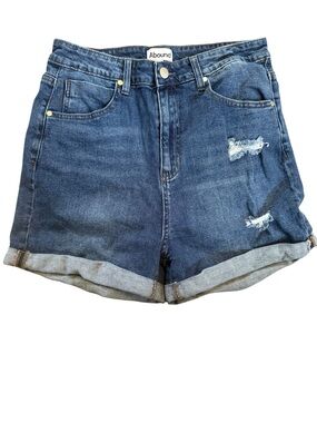 Women’s Abound Mid-Rise Blue Rolled Hem Distressed Denim Shorts EUC Size 31
